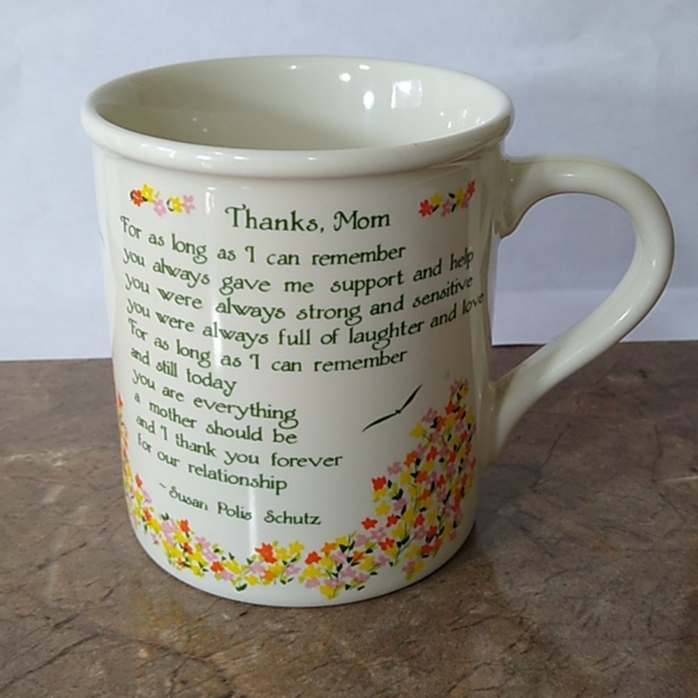 Vintage Blue Mountain Arts Ceramic Coffee Mug Thanks Mom